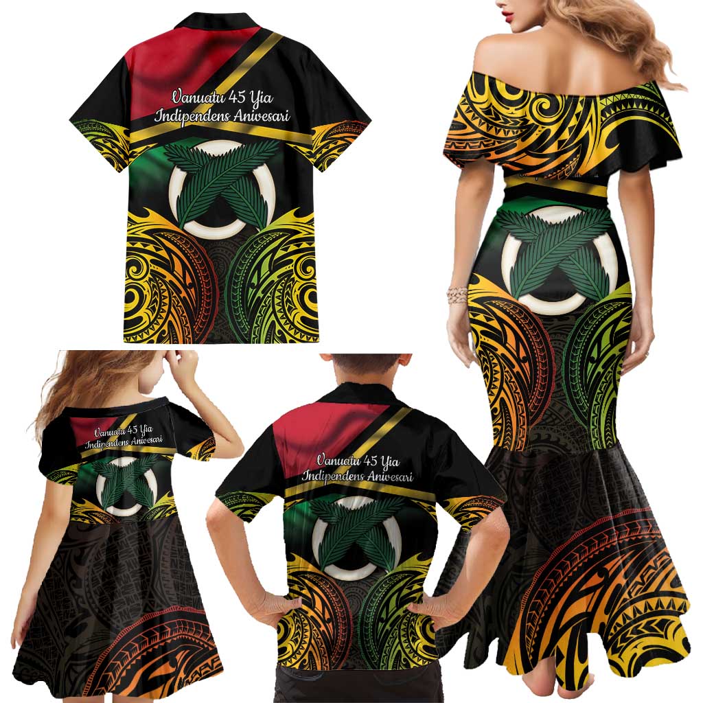 Vanuatu 1980 Family Matching Mermaid Dress and Hawaiian Shirt Hapi 45 Yia Indipendens Anivesari