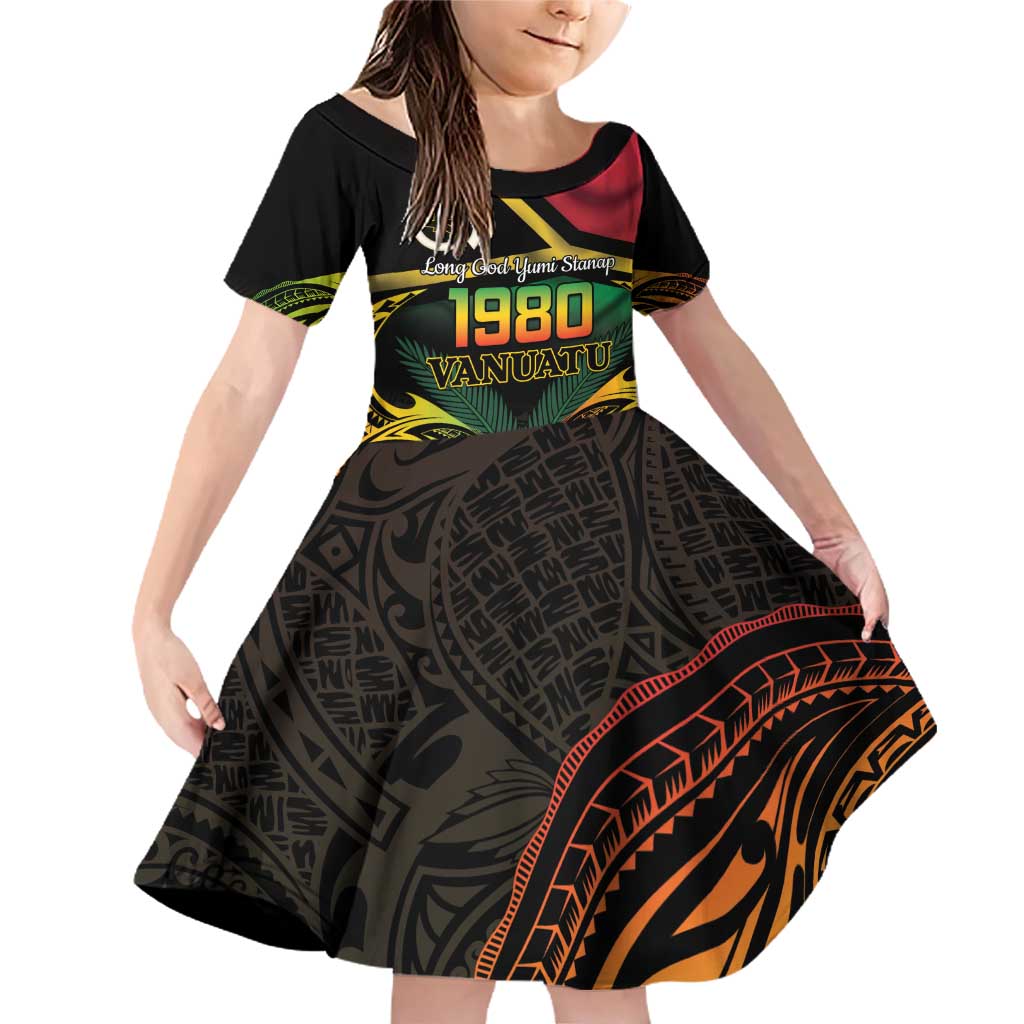 Vanuatu 1980 Family Matching Off Shoulder Short Dress and Hawaiian Shirt Hapi 45 Yia Indipendens Anivesari