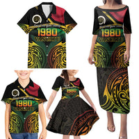 Vanuatu 1980 Family Matching Puletasi and Hawaiian Shirt Hapi 46 Yia Indipendens Anivesari LT14 - Polynesian Pride