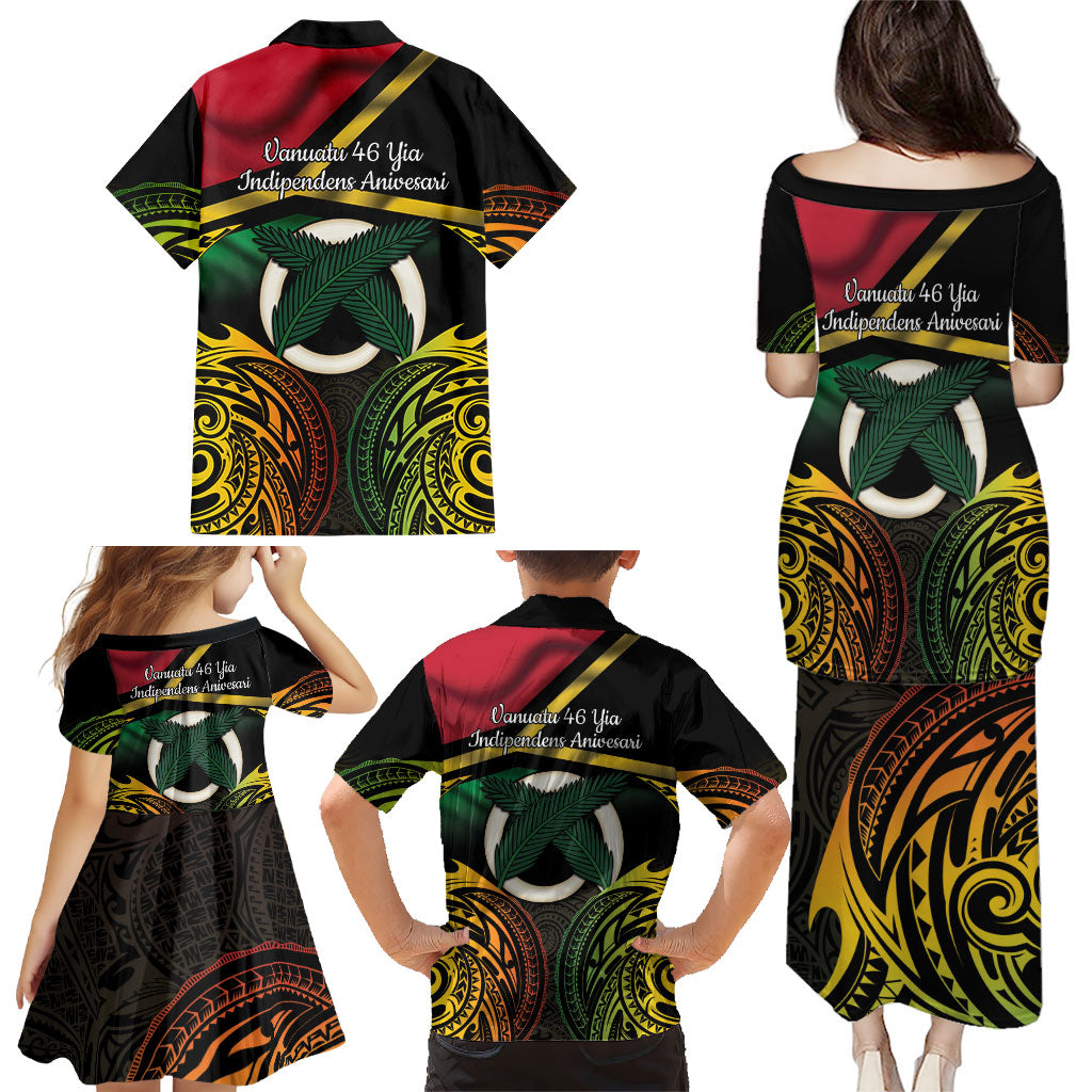 Vanuatu 1980 Family Matching Puletasi and Hawaiian Shirt Hapi 46 Yia Indipendens Anivesari LT14 - Polynesian Pride