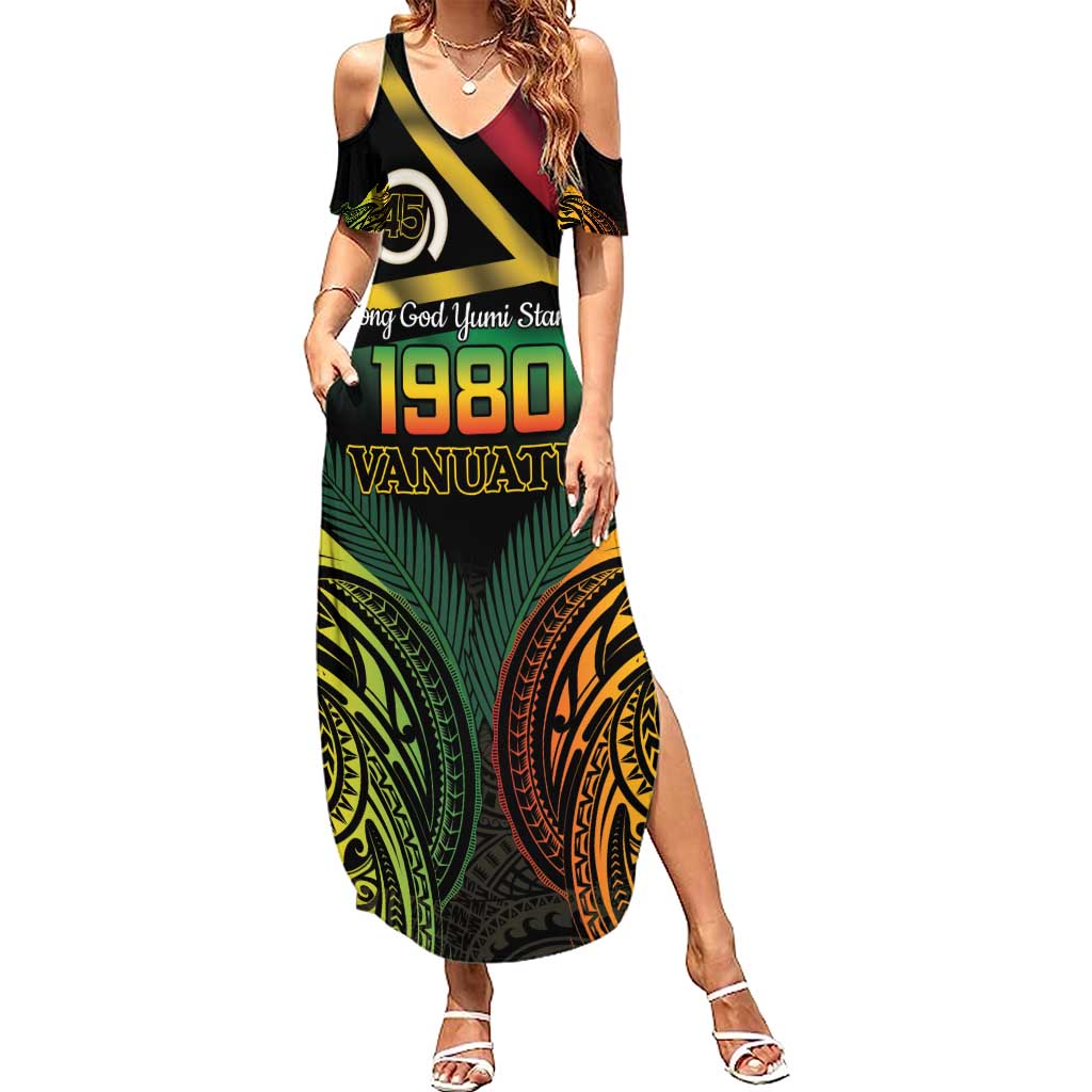 Vanuatu 1980 Family Matching Summer Maxi Dress and Hawaiian Shirt Hapi 45 Yia Indipendens Anivesari