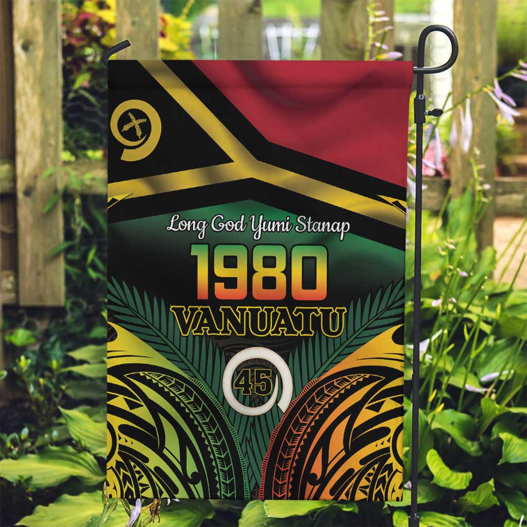 Vanuatu 1980 Garden Flag Hapi 45 Yia Indipendens Anivesari LT14 Garden Flag Black - Polynesian Pride