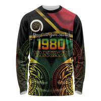 Vanuatu 1980 Long Sleeve Shirt Hapi 45 Yia Indipendens Anivesari LT14 Unisex Black - Polynesian Pride