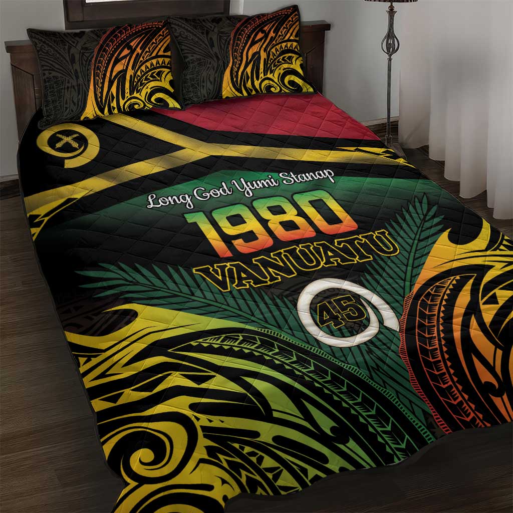 Vanuatu 1980 Quilt Bed Set Hapi 45 Yia Indipendens Anivesari LT14 Black - Polynesian Pride