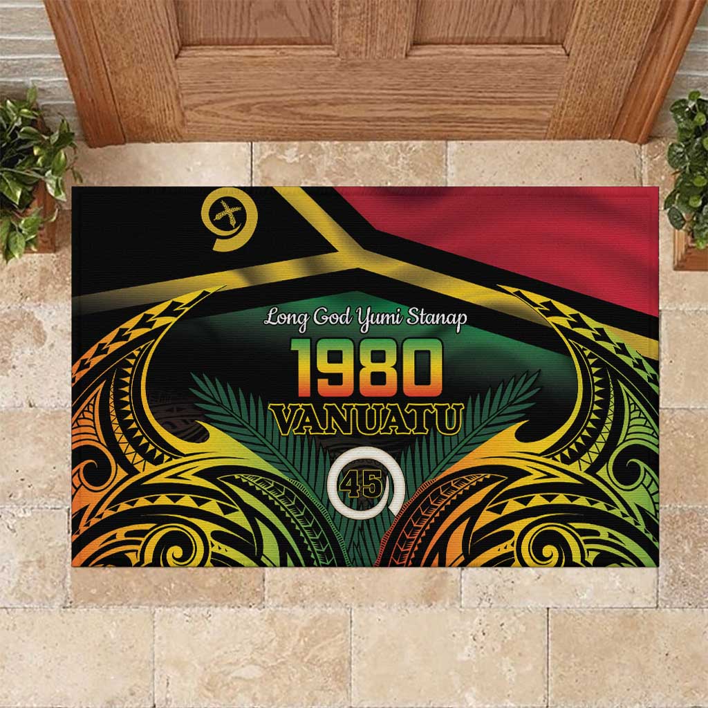 Vanuatu 1980 Rubber Doormat Hapi 45 Yia Indipendens Anivesari LT14 Black - Polynesian Pride