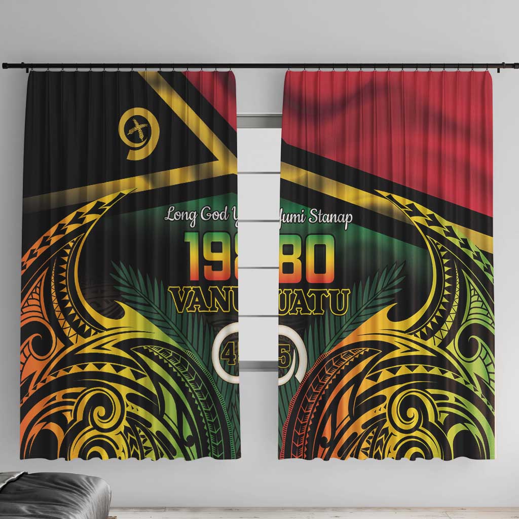 Vanuatu 1980 Window Curtain Hapi 45 Yia Indipendens Anivesari LT14 With Hooks Black - Polynesian Pride