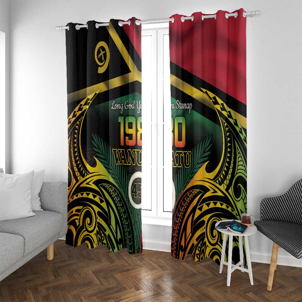 Vanuatu 1980 Window Curtain Hapi 45 Yia Indipendens Anivesari LT14 With Grommets Black - Polynesian Pride