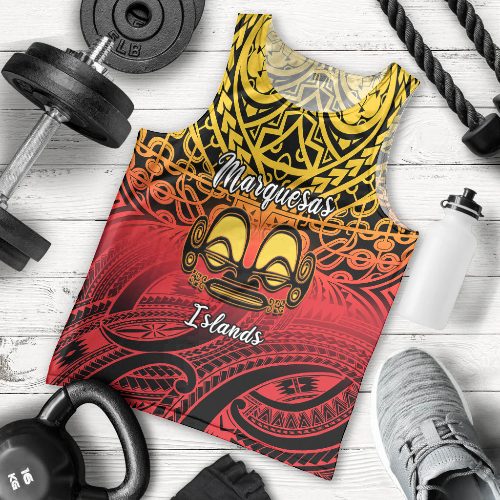 Personalised Marquesas Islands Men Tank Top Tiki Polynesian Marquesan Pattern LT14 Black - Polynesian Pride