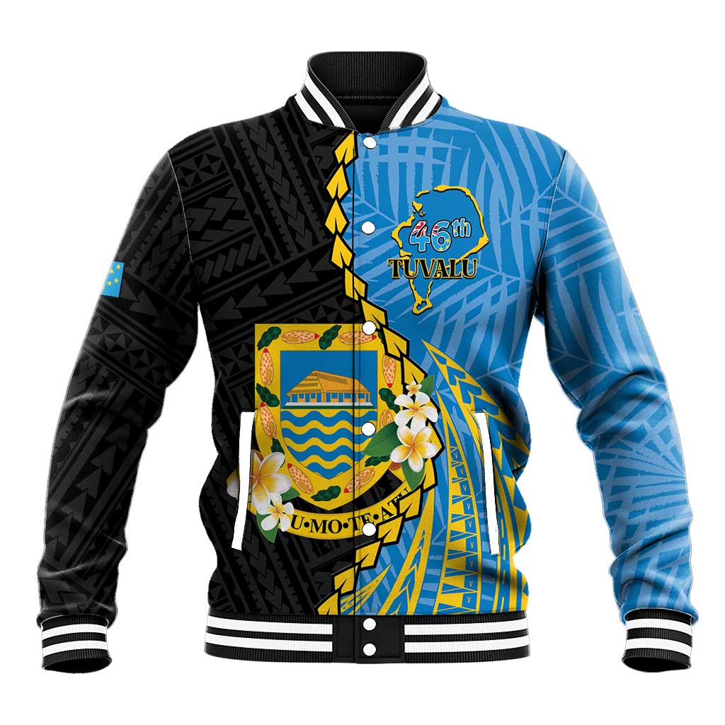 Tuvalu Independence Day Baseball Jacket Manuia te tutokotasi o Tuvaluan Dolphin Tattoo LT14 Unisex Blue - Polynesian Pride