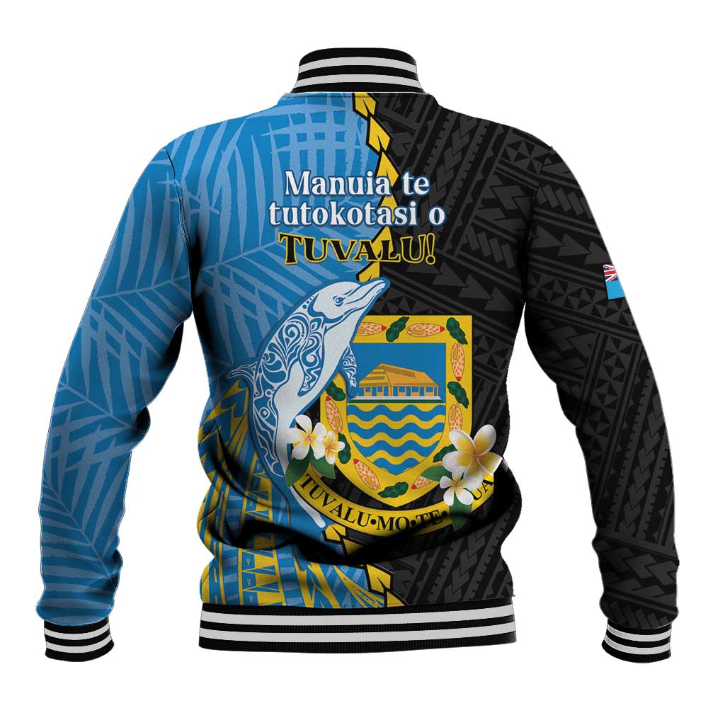 Tuvalu Independence Day Baseball Jacket Manuia te tutokotasi o Tuvaluan Dolphin Tattoo LT14 - Polynesian Pride