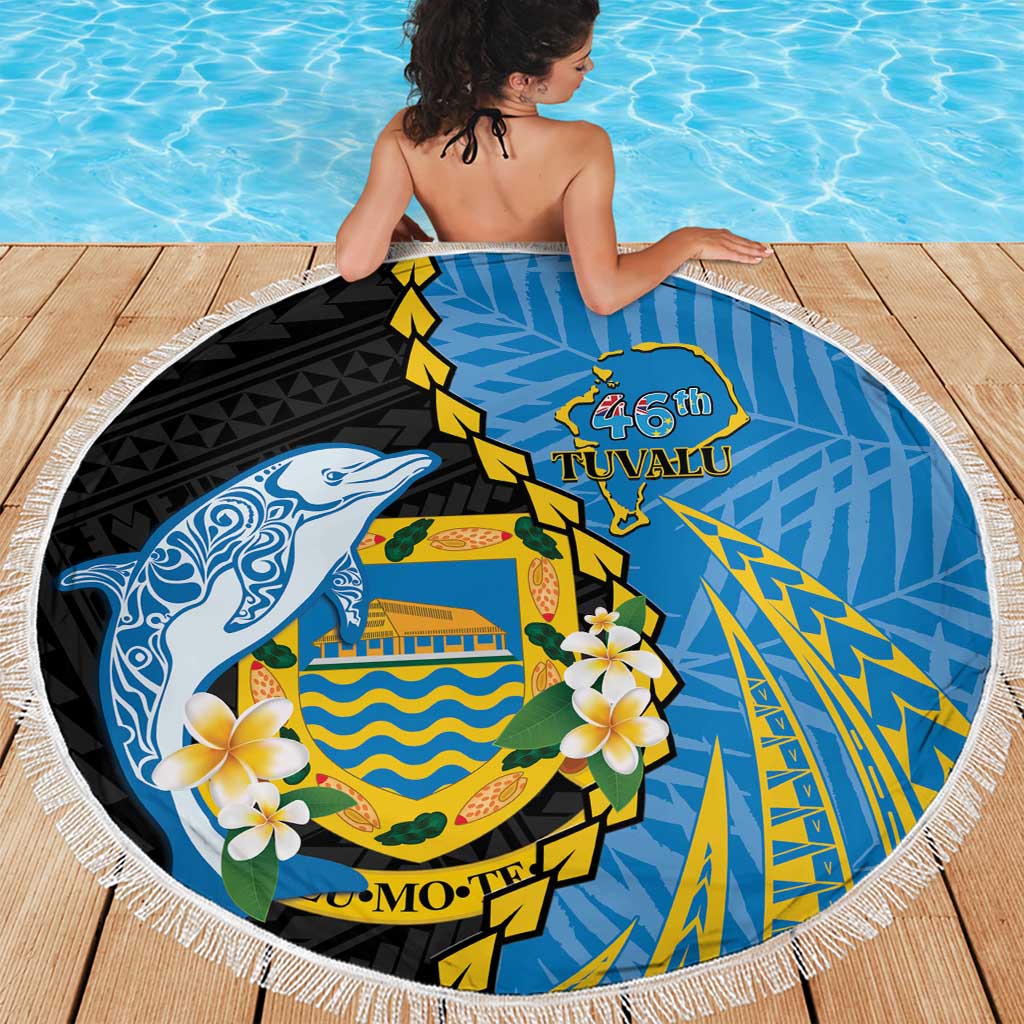 Tuvalu Independence Day Beach Blanket Manuia te tutokotasi o Tuvaluan Dolphin Tattoo LT14 - Polynesian Pride