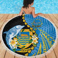 Tuvalu Independence Day Beach Blanket Manuia te tutokotasi o Tuvaluan Dolphin Tattoo LT14 - Polynesian Pride