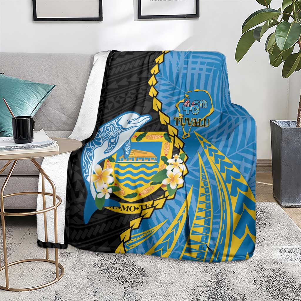 Tuvalu Independence Day Blanket Manuia te tutokotasi o Tuvaluan Dolphin Tattoo LT14 - Polynesian Pride
