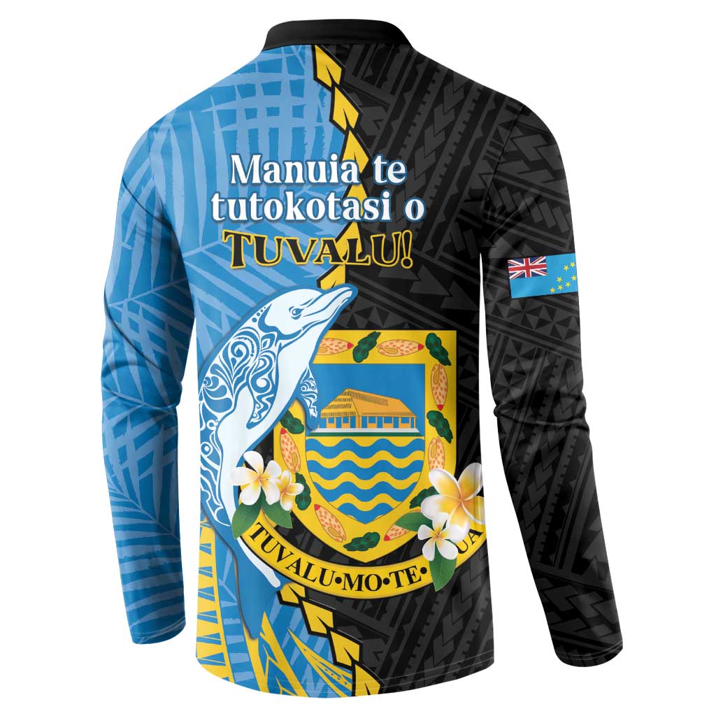 Tuvalu Independence Day Button Sweatshirt Manuia te tutokotasi o Tuvaluan Dolphin Tattoo LT14 - Polynesian Pride