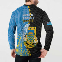 Tuvalu Independence Day Button Sweatshirt Manuia te tutokotasi o Tuvaluan Dolphin Tattoo LT14 - Polynesian Pride
