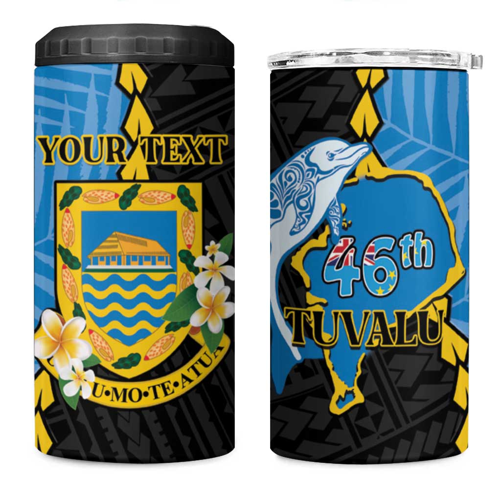 Tuvalu Independence Day 4 in 1 Can Cooler Tumbler Manuia te tutokotasi o Tuvaluan Dolphin Tattoo