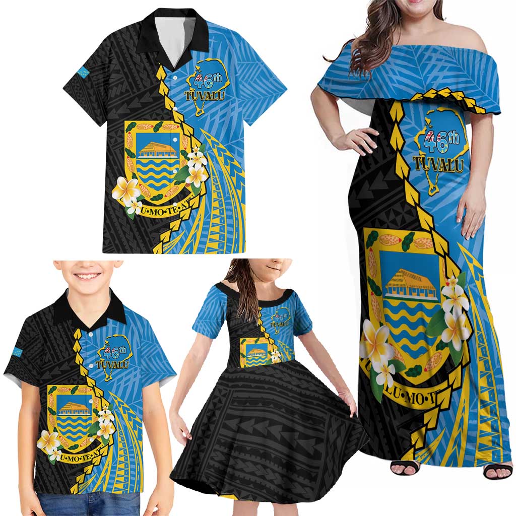 Tuvalu Independence Day Family Matching Off Shoulder Maxi Dress and Hawaiian Shirt Manuia te tutokotasi o Tuvaluan Dolphin Tattoo