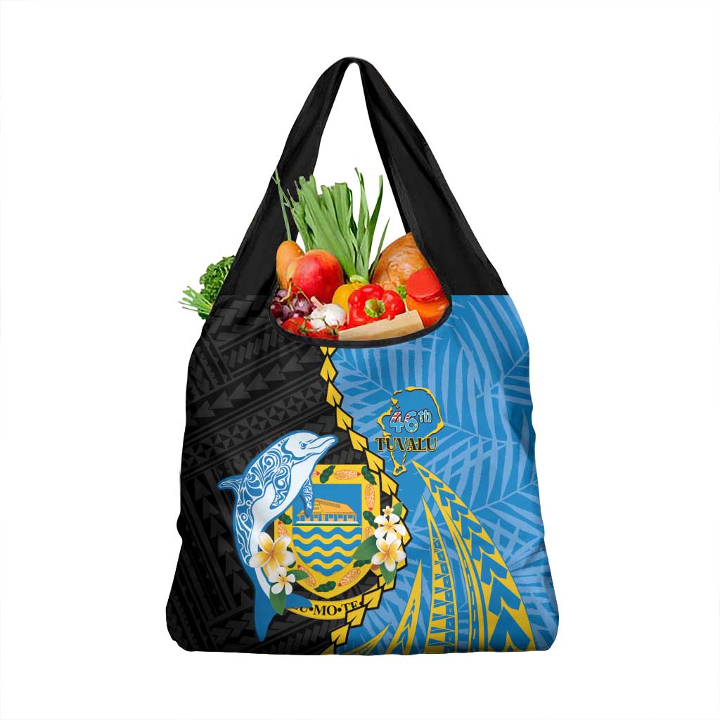 Tuvalu Independence Day Grocery Bag Manuia te tutokotasi o Tuvaluan Dolphin Tattoo LT14 1-pack One Size Blue - Polynesian Pride