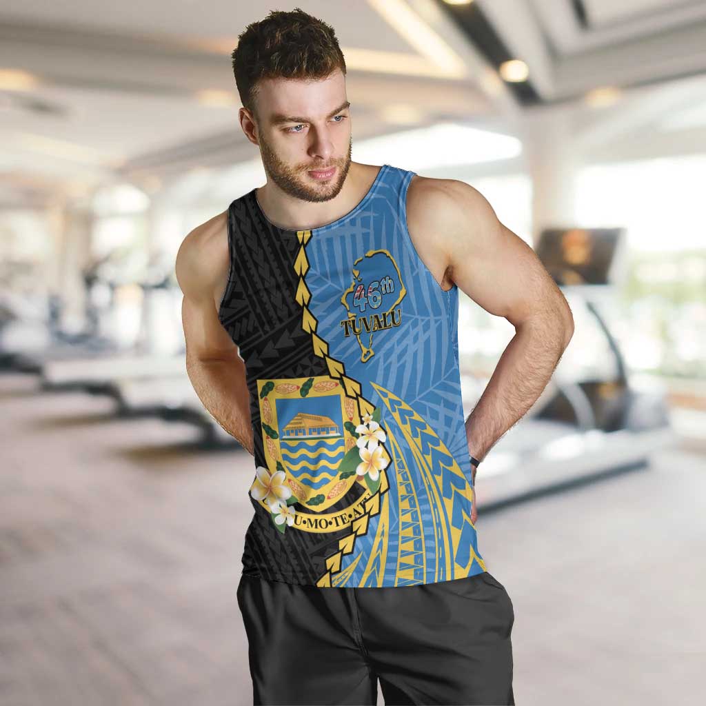 Tuvalu Independence Day Men Tank Top Manuia te tutokotasi o Tuvaluan Dolphin Tattoo LT14 Blue - Polynesian Pride