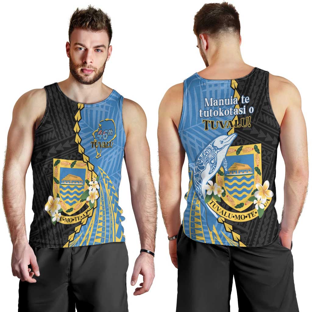 Tuvalu Independence Day Men Tank Top Manuia te tutokotasi o Tuvaluan Dolphin Tattoo LT14 - Polynesian Pride