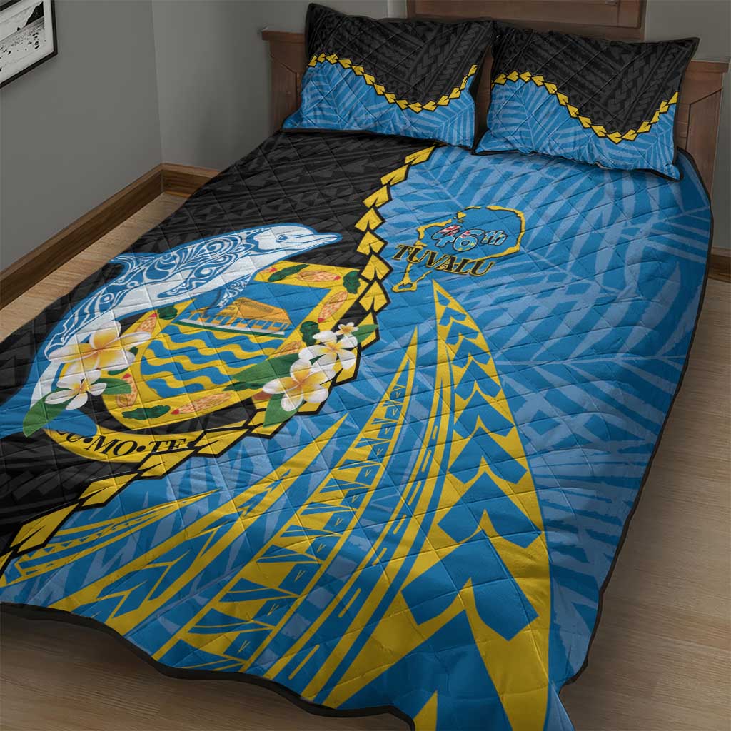 Tuvalu Independence Day Quilt Bed Set Manuia te tutokotasi o Tuvaluan Dolphin Tattoo LT14 - Polynesian Pride