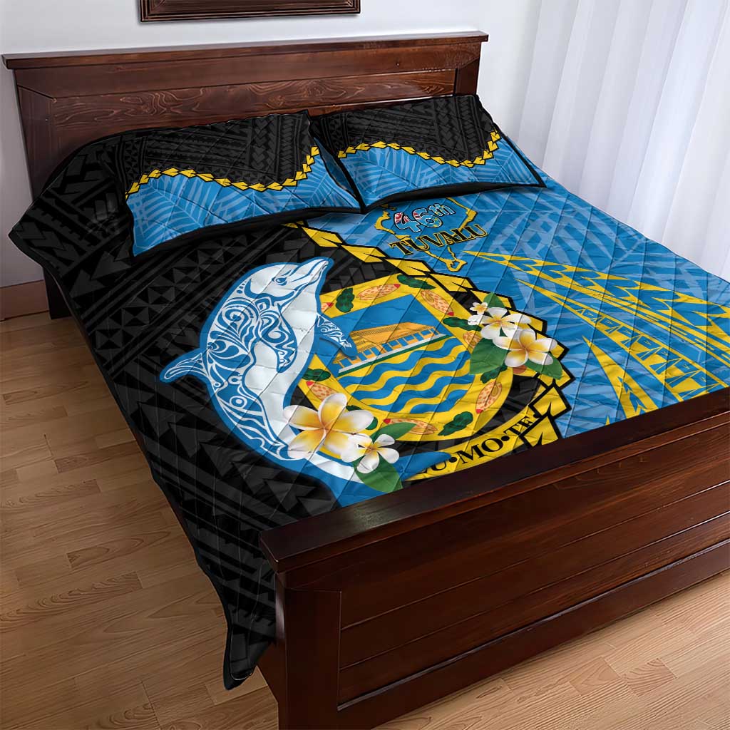 Tuvalu Independence Day Quilt Bed Set Manuia te tutokotasi o Tuvaluan Dolphin Tattoo LT14 - Polynesian Pride