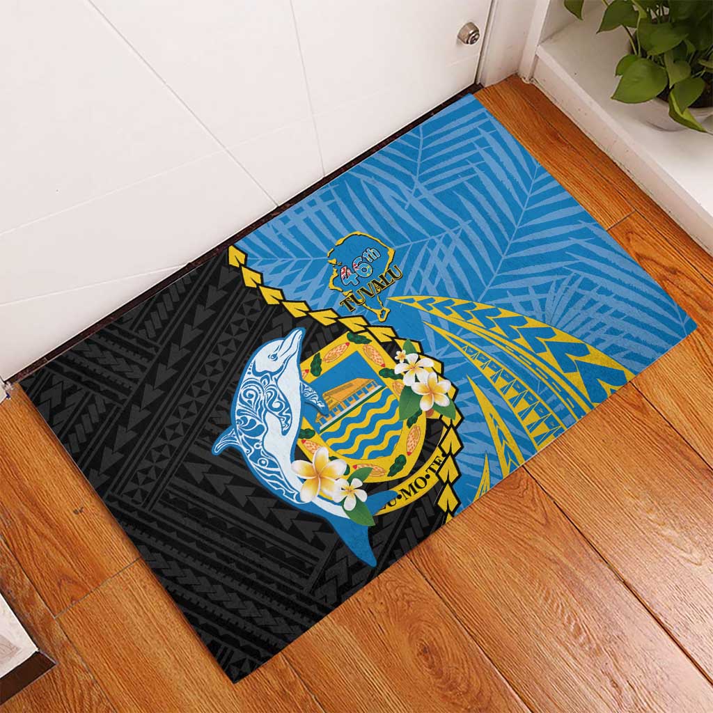 Tuvalu Independence Day Rubber Doormat Manuia te tutokotasi o Tuvaluan Dolphin Tattoo LT14 - Polynesian Pride