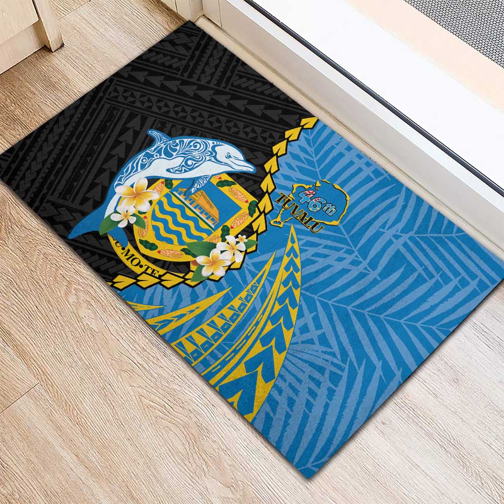Tuvalu Independence Day Rubber Doormat Manuia te tutokotasi o Tuvaluan Dolphin Tattoo LT14 - Polynesian Pride