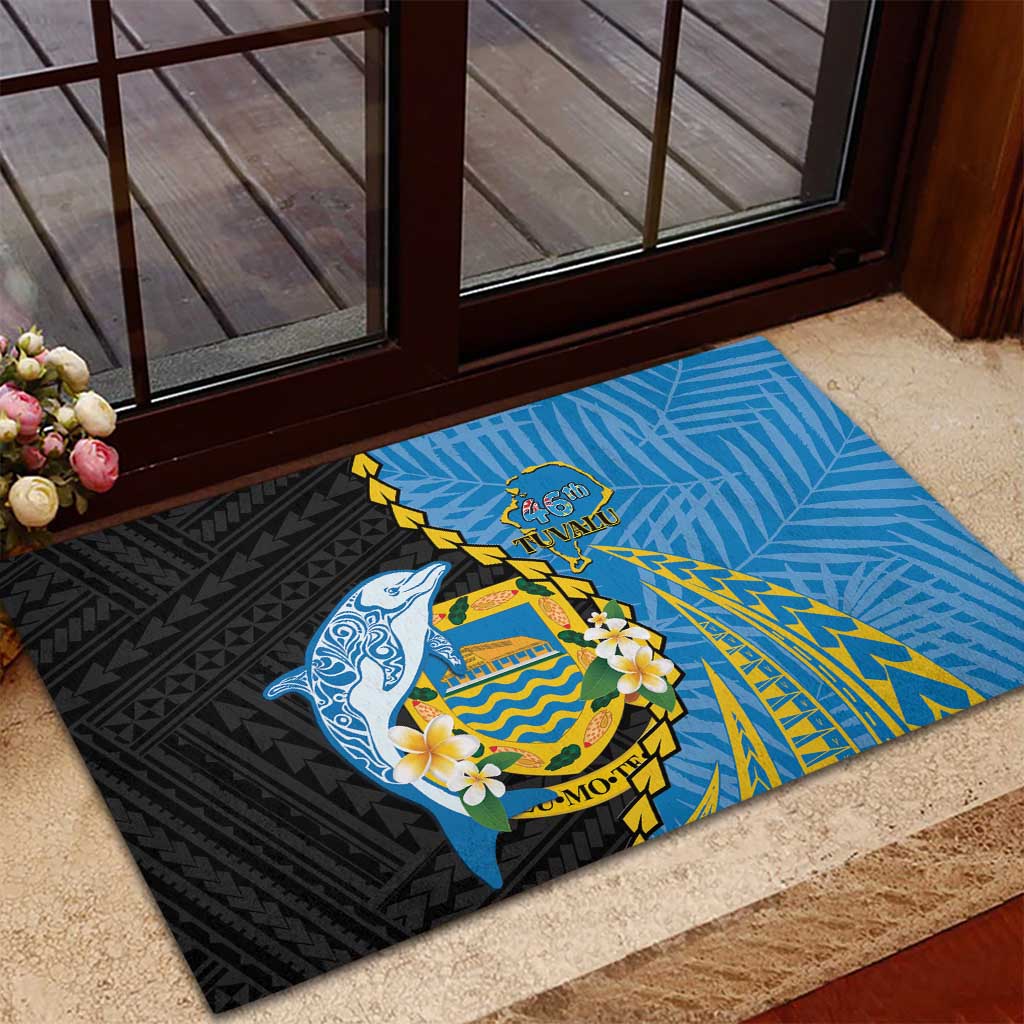 Tuvalu Independence Day Rubber Doormat Manuia te tutokotasi o Tuvaluan Dolphin Tattoo LT14 - Polynesian Pride