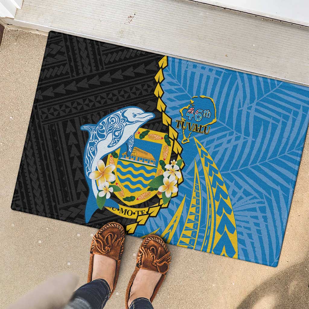 Tuvalu Independence Day Rubber Doormat Manuia te tutokotasi o Tuvaluan Dolphin Tattoo LT14 - Polynesian Pride