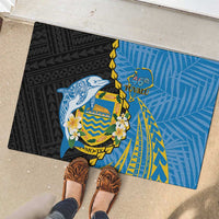 Tuvalu Independence Day Rubber Doormat Manuia te tutokotasi o Tuvaluan Dolphin Tattoo LT14 - Polynesian Pride