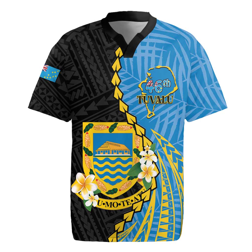 Tuvalu Independence Day Rugby Jersey Manuia te tutokotasi o Tuvaluan Dolphin Tattoo LT14 Blue - Polynesian Pride