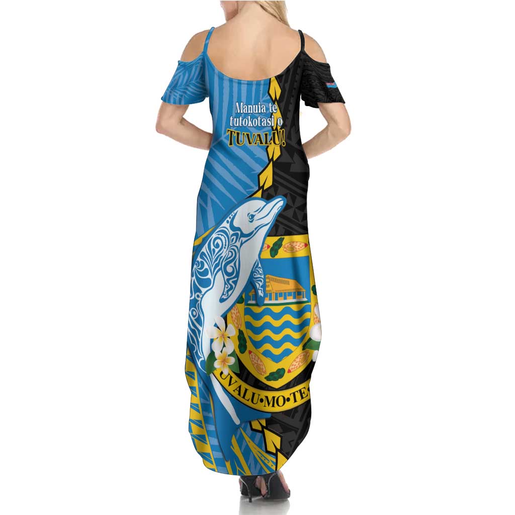 Tuvalu Independence Day Summer Maxi Dress Manuia te tutokotasi o Tuvaluan Dolphin Tattoo LT14 - Polynesian Pride