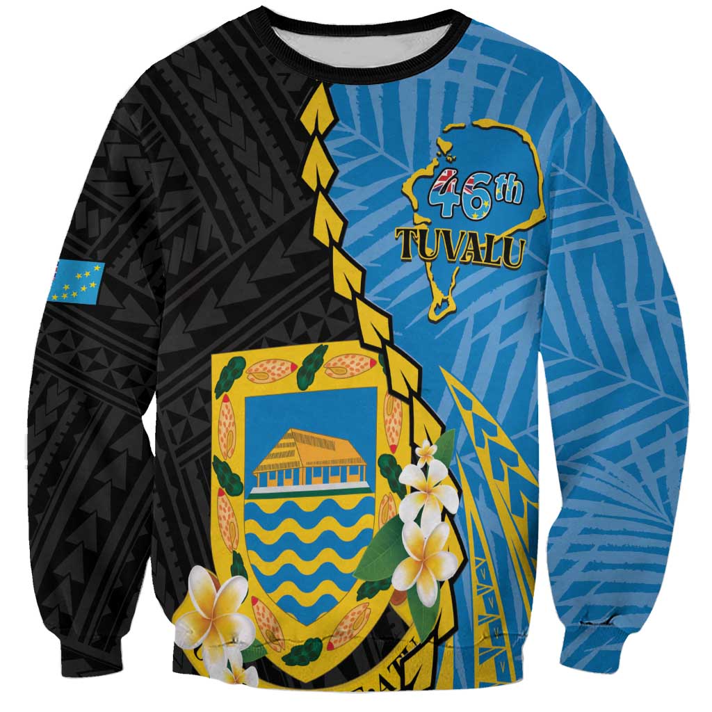 Tuvalu Independence Day Sweatshirt Manuia te tutokotasi o Tuvaluan Dolphin Tattoo LT14 Unisex Blue - Polynesian Pride