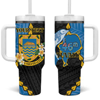 Tuvalu Independence Day Tumbler With Handle Manuia te tutokotasi o Tuvaluan Dolphin Tattoo LT14 One Size: 40 oz Blue - Polynesian Pride