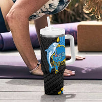 Tuvalu Independence Day Tumbler With Handle Manuia te tutokotasi o Tuvaluan Dolphin Tattoo LT14 - Polynesian Pride
