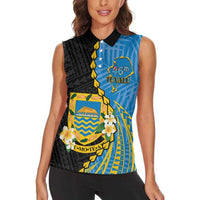Tuvalu Independence Day Women Sleeveless Polo Shirt Manuia te tutokotasi o Tuvaluan Dolphin Tattoo
