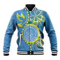 Personalised Palau Independence Day Baseball Jacket Belau Coat Of Arms Polynesian Curve Style