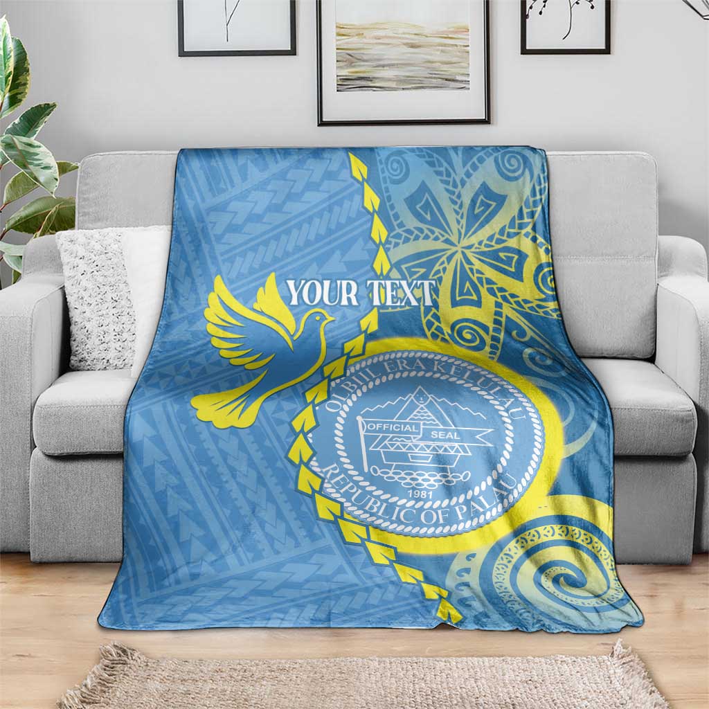 Personalised Palau Independence Day Blanket Belau Coat Of Arms Polynesian Curve Style