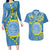 Personalised Palau Independence Day Couples Matching Long Sleeve Bodycon Dress and Hawaiian Shirt Belau Coat Of Arms Polynesian Curve Style