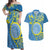 Personalised Palau Independence Day Couples Matching Off Shoulder Maxi Dress and Hawaiian Shirt Belau Coat Of Arms Polynesian Curve Style