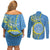 Personalised Palau Independence Day Couples Matching Off Shoulder Short Dress and Long Sleeve Button Shirt Belau Coat Of Arms Polynesian Curve Style