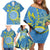 Personalised Palau Independence Day Family Matching Off Shoulder Short Dress and Hawaiian Shirt Belau Coat Of Arms Polynesian Curve Style