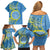 Personalised Palau Independence Day Family Matching Off Shoulder Short Dress and Hawaiian Shirt Belau Coat Of Arms Polynesian Curve Style