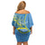 Personalised Palau Independence Day Family Matching Off Shoulder Short Dress and Hawaiian Shirt Belau Coat Of Arms Polynesian Curve Style