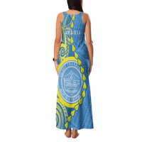Personalised Palau Independence Day Family Matching Tank Maxi Dress and Hawaiian Shirt Belau Coat Of Arms Polynesian Curve Style