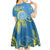 Personalised Palau Independence Day Kid Short Sleeve Dress Belau Coat Of Arms Polynesian Curve Style