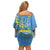 Personalised Palau Independence Day Off Shoulder Short Dress Belau Coat Of Arms Polynesian Curve Style