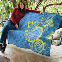 Personalised Palau Independence Day Quilt Belau Coat Of Arms Polynesian Curve Style