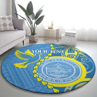 Personalised Palau Independence Day Round Carpet Belau Coat Of Arms Polynesian Curve Style